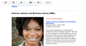 NYPL Email Newsletter feature